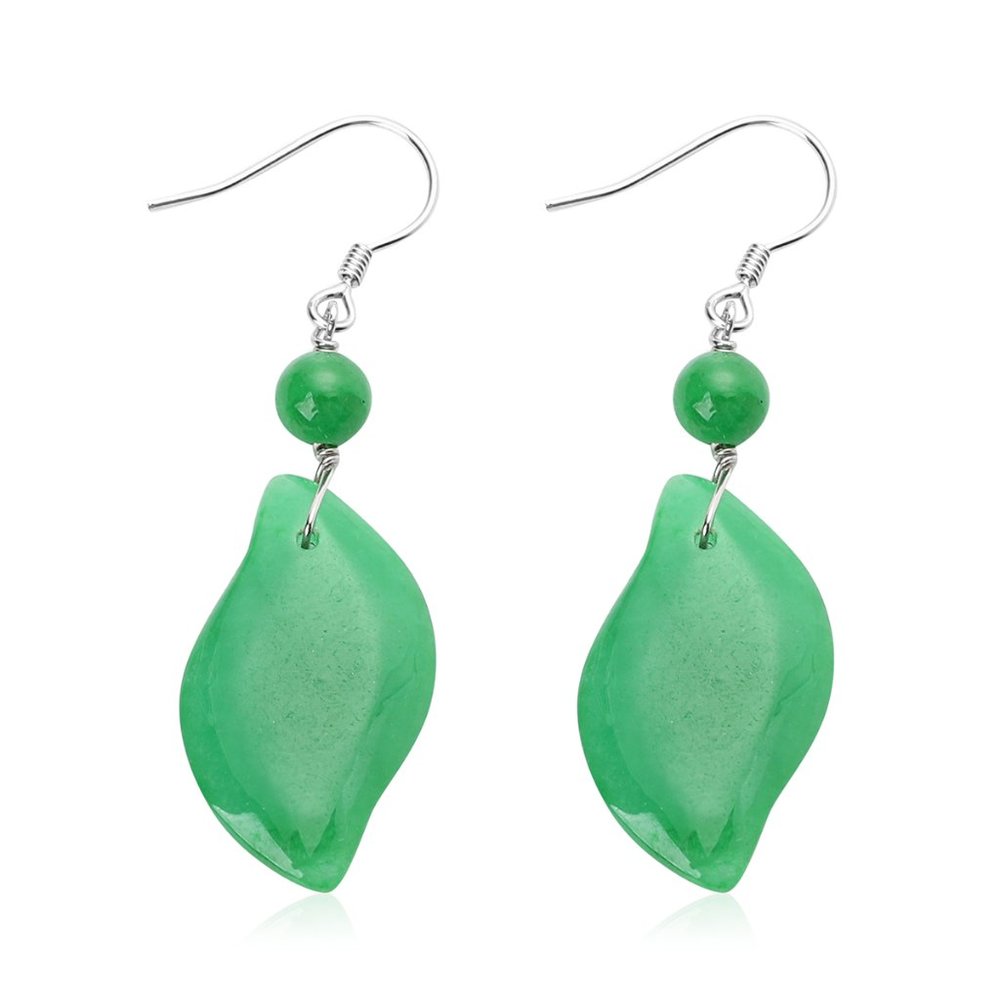 NEW 51.01 ctw Burmese Green Jade Carved Earrings